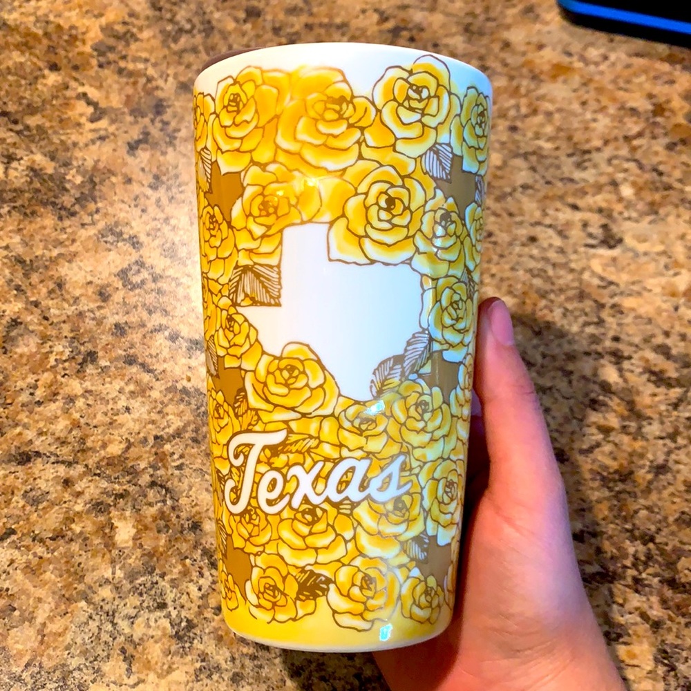 Starbucks Texas 12oz travel mug yellow roses